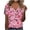 ☃056-Pink, variant on Xuyuer Short Sleeve Floral Tops for Women Summer Flower Printed V Neck Tshirts Button Down Tops Dressy Casual Business Dressy Work Blouses Hawaiian Floral Print Casual Blouse Tops