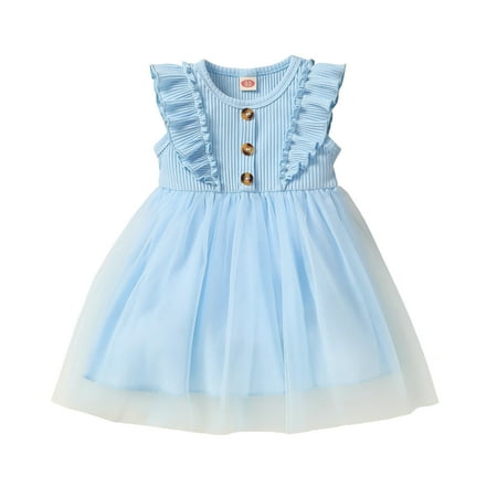 

Dress Baby Ruffles Sleeveless Girls Princess Tulle Toddler Girls Outfits&Set
