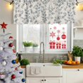 thumbnail image 5 of Navy Blue Leaves Curtain Valances for Windows, Kitchen Valance Window Treatments Panel 2 Pack, Vintage Summer Botanical Farmhouse Rustic Rod Pocket Short Curtains for Bathroom Bedroom 42 x 18 Inch, 5 of 8