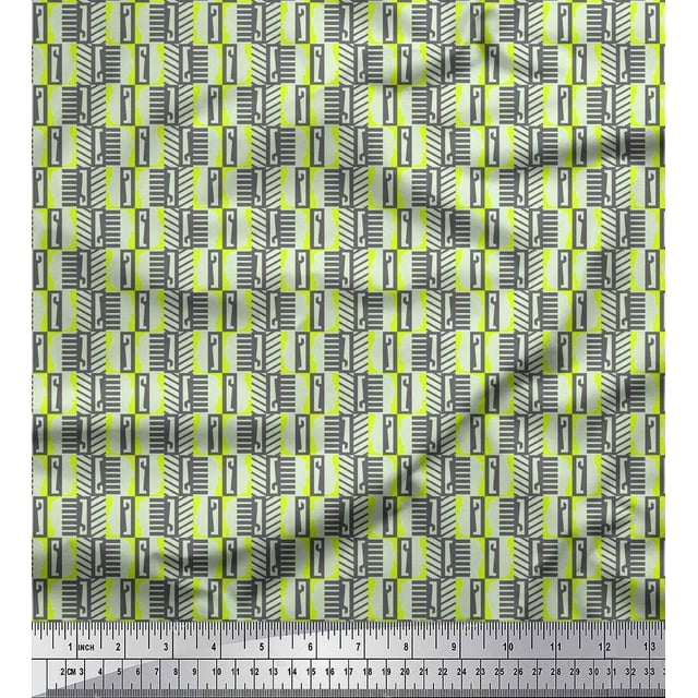Soimoi Poly Georgette Fabric Geometric Abstract Decor Fabric Printed Yard 52 Inch Wide