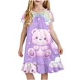 thumbnail image 2 of Cethrio Girls' Nightgowns Size 10-12, Loose Fit Puff Sleeve Fashion Summer Kids Sleep Dresses Sleepwear Multicolor Size 10, 2 of 8