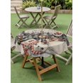 thumbnail image 3 of Outdoor Tablecloth with Umbrella Hole and Zipper, Grey Snowman Christmas Round Table Cloth 60 Inch Waterproof Tablecloth, Xmas Tree Rustic Snowflake Picnic Table Cover for Patio Camping, 3 of 7