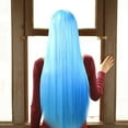 thumbnail image 5 of XIAQUJ Blue Long Straight Wig Hair 150% Density for Anime Cos Play Party Women Wigs for Women Light blue, 5 of 8