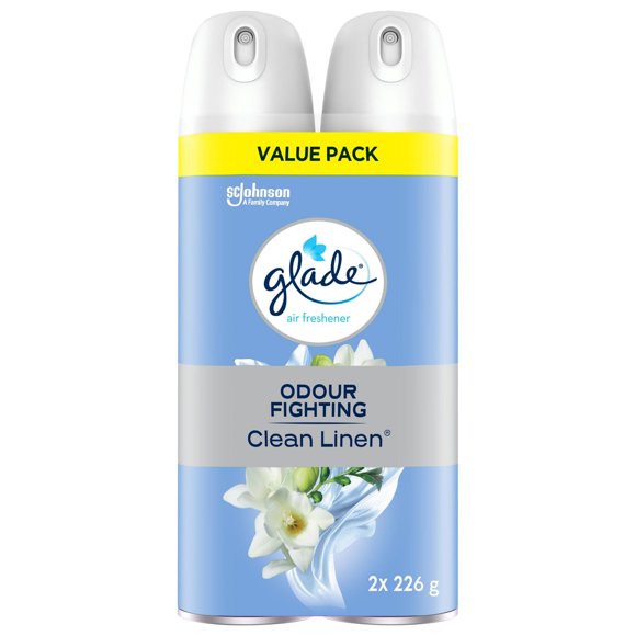 Glade® Air Freshener Odor Fighting Room Spray, Clean Linen, 226g, 2pk