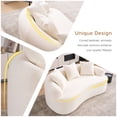 thumbnail image 3 of FFZ Curved Loveseat Sofa with Chenille Fabric, 3 Pillows and Full Compression Sponge, 65"L, White, 3 of 14