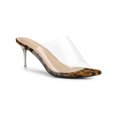 thumbnail image 1 of BLISSFUL STEP Women's Clear Strap Stiletto Heels Sandals Leopard 11, 1 of 7