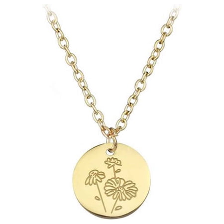 Jewelry VerPetridure Women Coin Necklaces Gold Birth Month Floral Pendant Necklace Jewelry Gift