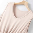 thumbnail image 5 of Swuxness Women's V Neck Sleeveless Pajama Dress, Women's Long Nightgowns, Womens Solid Color V Neck Loose Comfortable Breathable Mid Long Drawstring Nightgowns Beige, L, 5 of 5
