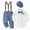 Blue, variant on zuwimk Baby Boy Suit Outfit 4PCS Gentleman Set Romper with Suspender Pants Bow Tie for Wedding(0-3 Months,Light Blue)
