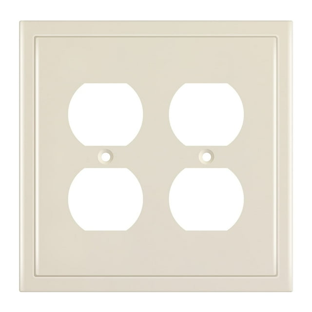 Plaque Murale Décorative Moderne avec Couvercle de Prise, Alliage de Zinc Solide Durable (Double Duplex, Amande Clair)