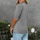 thumbnail image 4 of Tops bonitos para adolescentes,Blusa informal de media manga para mujer, cuello redondo, botones, poliéster, para uso diario y en casa, sopatenor, 4 of 8