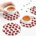 thumbnail image 3 of KLL Drink Coasters Set Octagon of 4,PU Leather Absorbent Coasters Set Decorative Coffee Cup Coasters Housewarming Gift for Home Decor-Hand Drawn Strawberry, 3 of 5
