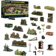 Wargames Delivered - Bolt Action Battlefield Debris, 28mm Miniatures Scenery Includes 3 Military Checkpoint, Destroyed Home & Walls, Sandbag and Digital Bundle - WW2 Diorama Model Kit by Warlord Games