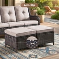 thumbnail image 2 of PARKWELL Outdoor Patio Wicker Furniture Set - 5 Piece Sectional Sofa Set with 3-Seat Sofa,2 Chairs and 2 Ottomans,Brown Wicker and Beige Cushion, 2 of 8