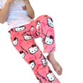 thumbnail image 5 of Pantalones de pijama de terciopelo navideño con gato de dibujos animados para mujer, pantalones casuales de franela de otoño e invierno para uso doméstico y al aire libre, 5 of 5