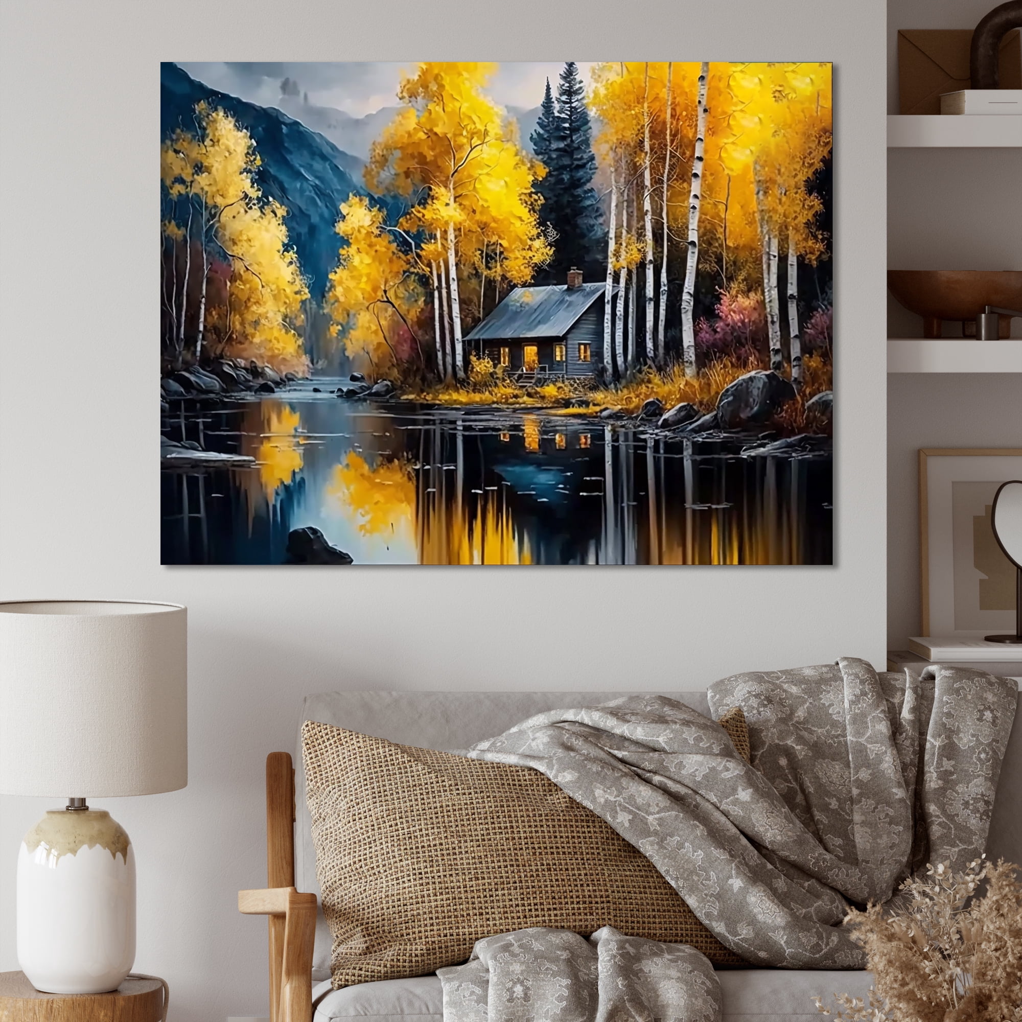 Designart Cabin By The Lake In Summer III Canvas Wall Art