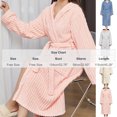 thumbnail image 3 of Plush Fleece Robe for Women, Solid Color Long Hooded Bathrobe with Hood, Plus Size Gray Free Size, 3 of 7