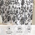 thumbnail image 6 of Black Flower Sheer Curtains 63 Inch Length, Light Filtering Voile Curtain Panel, Vintage Farmhouse Boho Leaf Spring Plant Rod Pocket Drapes Window Treatments for Living Room Bedroom 52"x63", 6 of 9