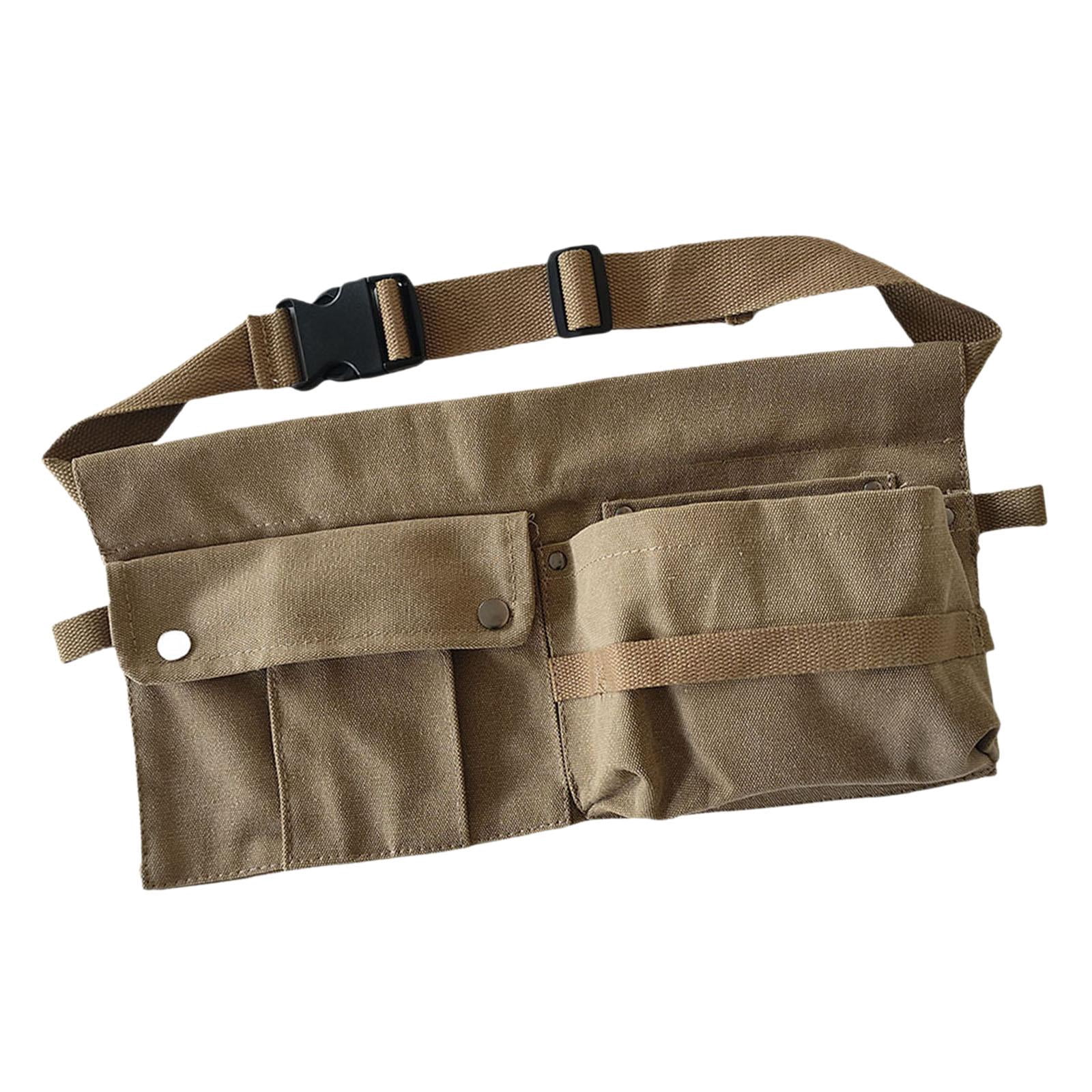 simhoa Tool Waist Bag Portable Tool Bag Large Capacity Canvas Waist Pocket Belt Waist Bag Tools Organizer for Electricians Builders Khaki