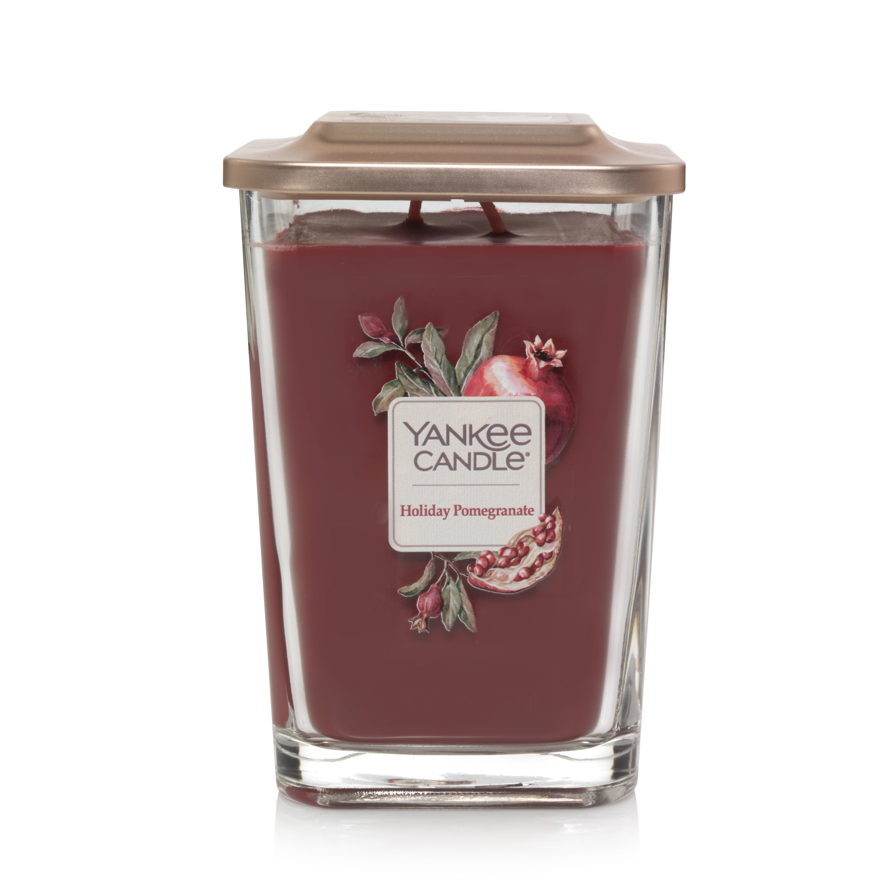 Yankee Candle Elevation Collection with Platform Lid Large 2-Wick Square Candle, Holiday Pomegranate