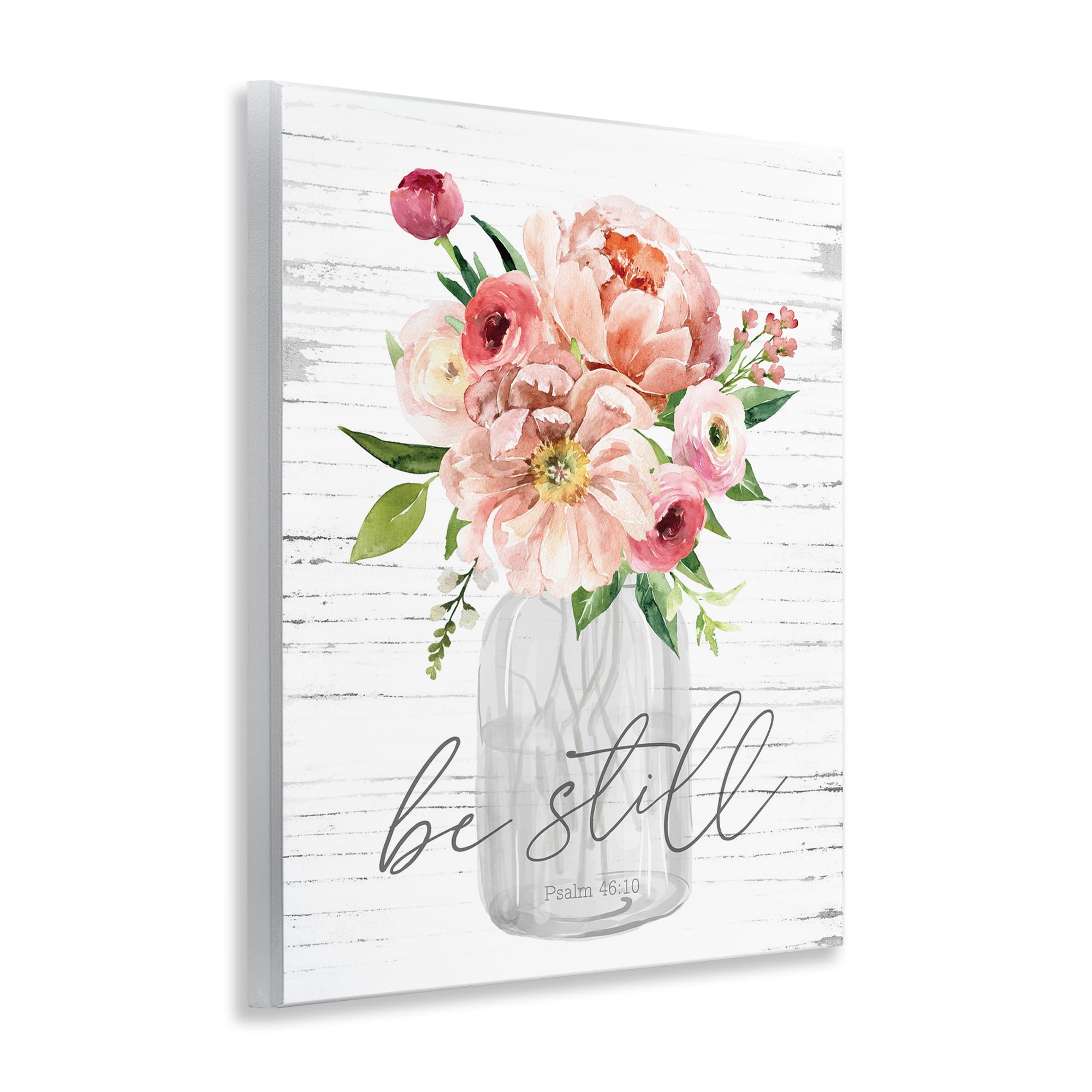 Stupell Industries Pink Be Still Bouquet Religious Painting Unframed Art Print Wall Art, 11 x 14