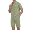 thumbnail image 5 of GIRUNS Mens Pajamas Sets Summer Sleepwear Modal Soft Loungewear Short Sleeve and Shorts 2 PCS PJ Sets Army Green M, 5 of 8