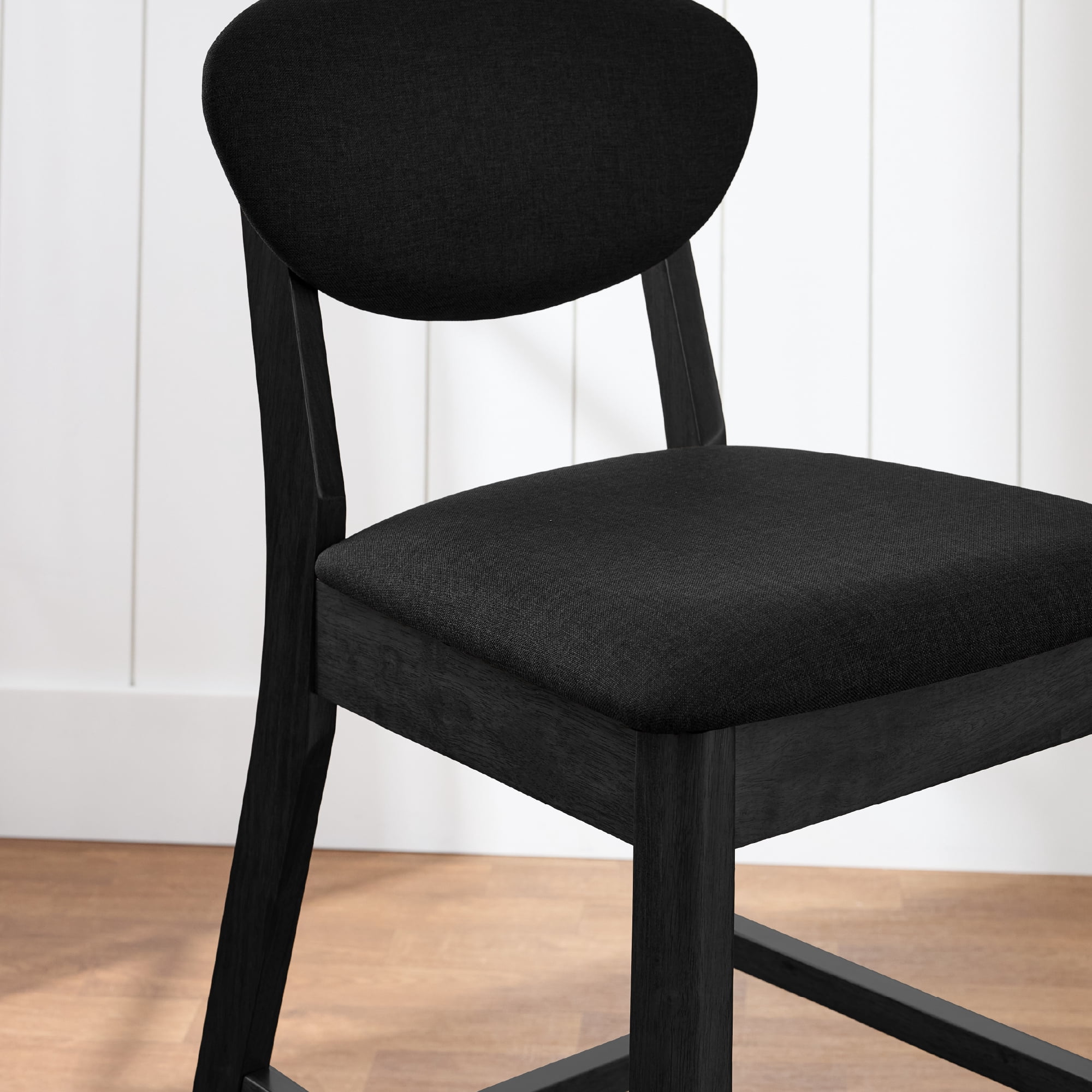 Best Choice Products Set of 2 Counter-Height Bar Stools, Armless W/Upholstered Seat Cushion & Backrest - Black / Black