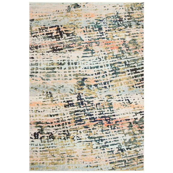SAFAVIEH Madison Xanthia Vintage Abstract Area Rug, Beige/Navy, 2'2" x 4'