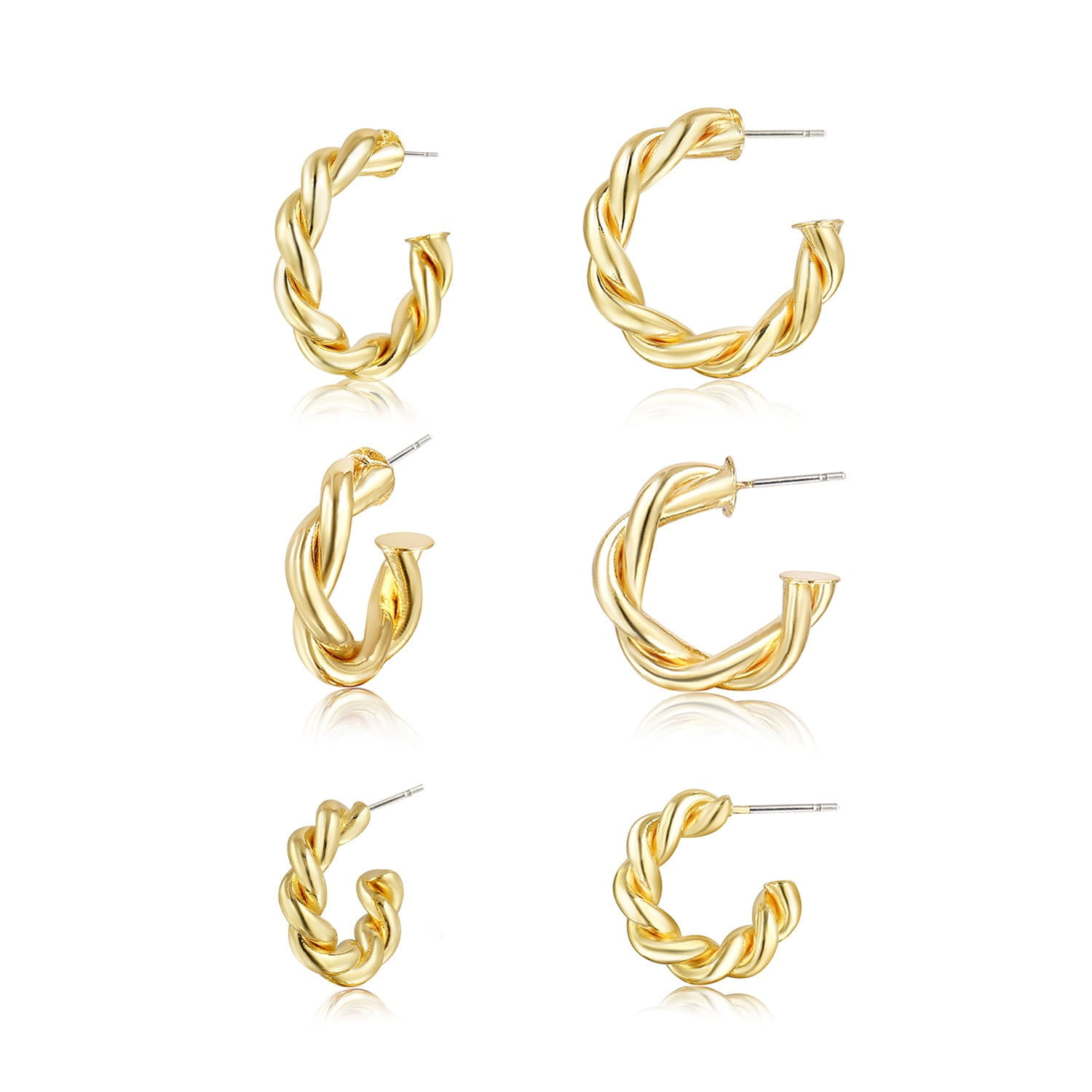 19mm Surgical Steel Open Hoop Earrings For Women - Hypoallergenic Twisted Ring Design, Chunky & Trendy
