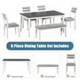 thumbnail image 4 of Bellemave Dining Table Set for 6, Includes Dining Table, 4 Upholstered Chairs & Bench, Wooden Classic and Traditional Style Dining Set for Living Room（White）, 4 of 9