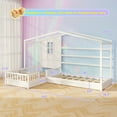 thumbnail image 3 of Gymax L-shaped Double Twin Beds House Platform Beds w/ Window & Fences ray White, 3 of 10