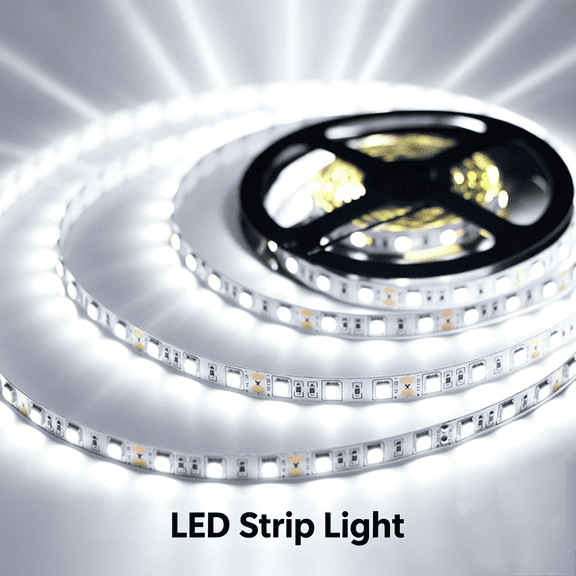 LemoHome 6000K White LED Strip Light, Non-Waterproof 16ft/5m SMD 5050 60LEDs/m Total 300 LEDs DC 12V Flexible Cuttable LED Tape