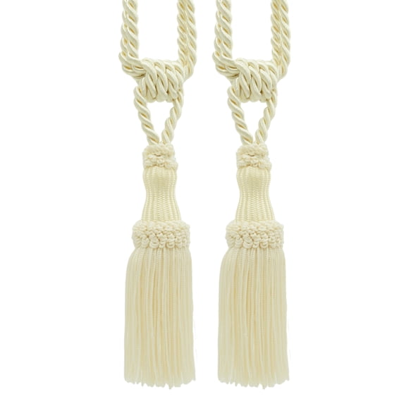 DECOPRO Decorative Chainette Curtain Tassel Tieback, Tassel Length 5" (12.5cm), Spread 30" (76cm) # STB, Cream Ivory #A2 (Ivory / Cream) Set of 2