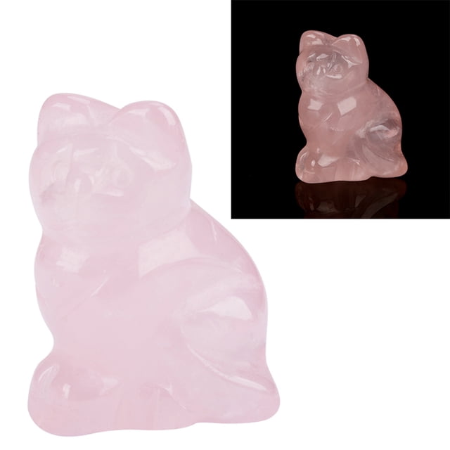 Decoración En Forma De Gatito De Cuarzo Rosa Rosa, Piedra Curativa, Decoración De Piedras Preciosas, Textura Suave, Artesanía Pulida, Diseño Adorable