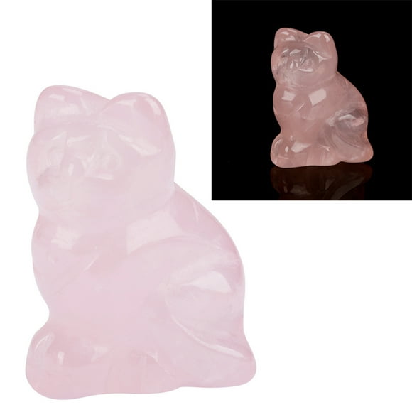 Pink Crystal,Rose Quartz Carved Kitten Healing Stone Rose Quartz Stone Multi-Functional
