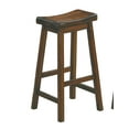 thumbnail image 3 of Set of 2 Counter Height Bar Chair, Solid Wood 29 inch Bar Stool with Saddle Seat and Footrest, Backless Dining Chair for Kitchen and Bar, Weight Capacity 250LBS, Brown Mix, 3 of 4
