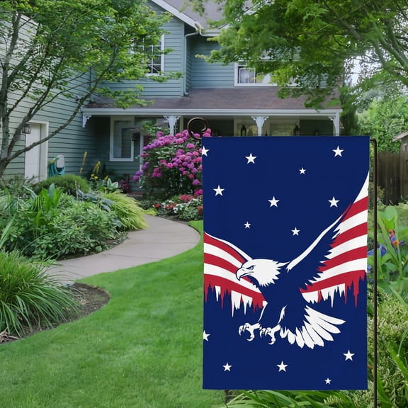 RKSupls Spring Summer Garden Flag Double Sided, American Eagle Flag Wings Linen Welcome Yard House Outside Outdoor Decoration,12*18 inch
