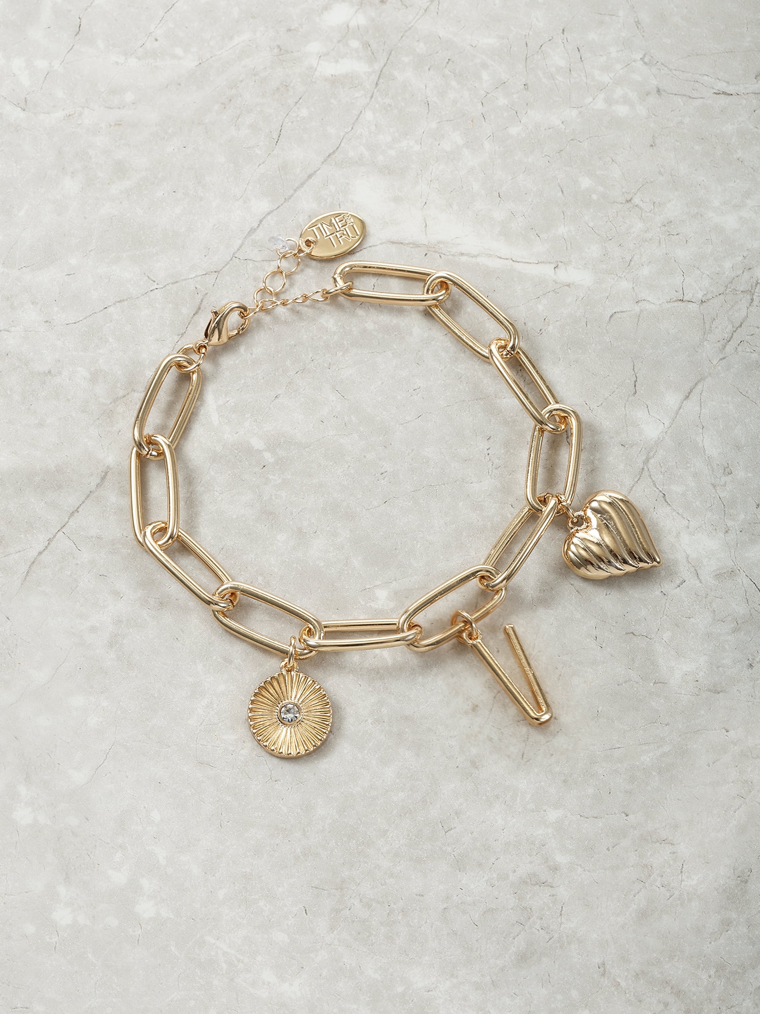 Time and Tru Goldtone Initial Charm Bracelet, Initial V