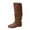Brown, variant on Women's Fashionable Casual Winter Solid Color Round Toe Flat Mid-Calf Boots Brown Size 6.5