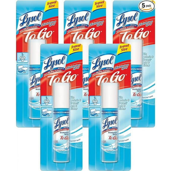 Lysol Disinfectant Spray to Go, Crisp Linen, 1 Ounce (Pack of 5)