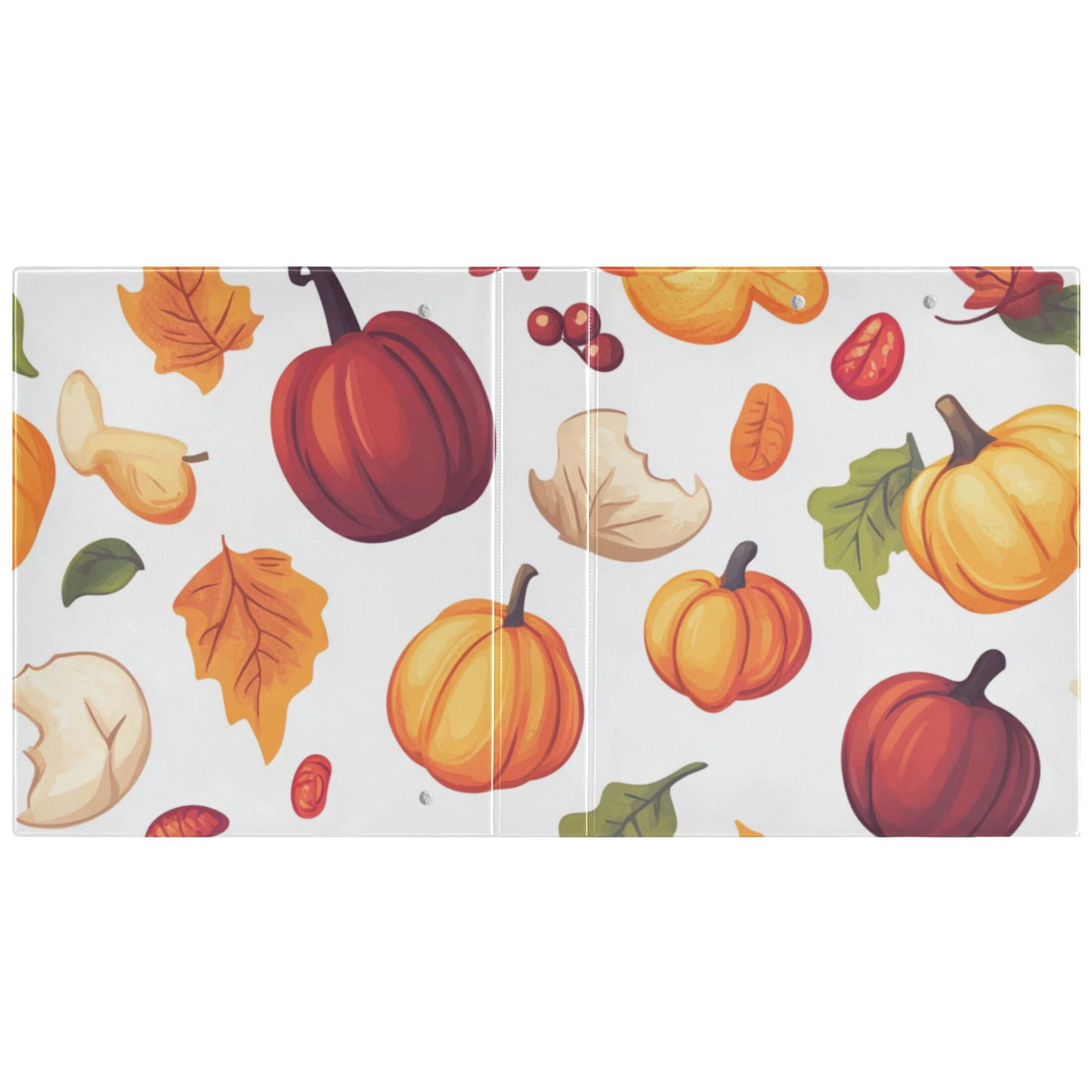 Thanks Giving and Vegetable 3 Ring Binders 1.5 inch Hardcover File Folders with Interior Pockets A4 Size Organizer for School Office Hospital
