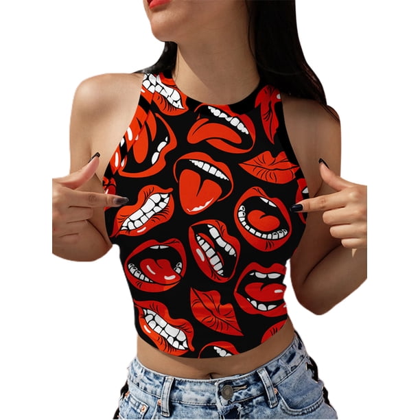 Txlixc Camisole sin mangas para mujeres recorta chalecos con estampado de patrón estético de moda y recorta chalecos de camuflaje de verano Txlixc moda