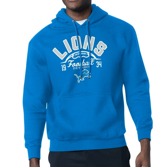 Men's-Starter Blue Detroit Lions Fleece Pullover Hoodie