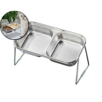 VQPeo Elevated Stainless Steel Cat Bowls, Tilted Raised Cat Food Bowl with Stainless Steel Stand and 4 Anti Slip Feet, Suitable for Cats and Little Dogs