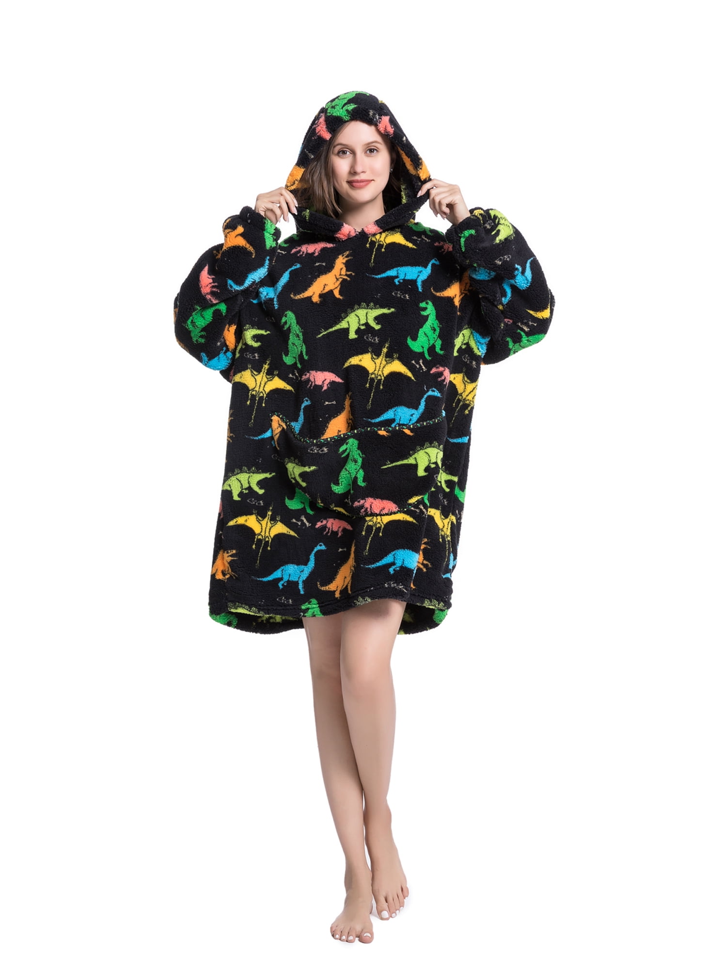 Oversized Hoodie Blanket Wearable Blanket Sweatshirt Plush Warm Cozy Fleece Top for Women Men Kids