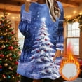 thumbnail image 2 of Women's Long Sweaters with Pockets Sherpa Fleece Christmas Crewneck Pullover Sweatshirt Tunic Tops for Leggings (XL, Purple|Xmas Tree), 2 of 5