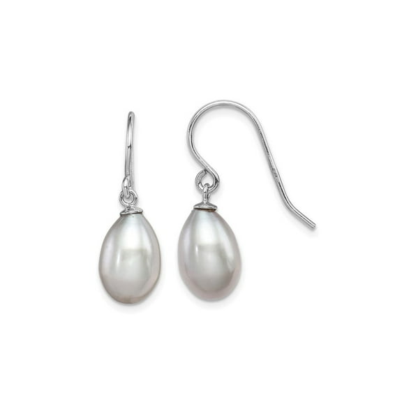 Grey Freshwater Cultured Pearl 8-9mm Dangle Earrings in Sterling Silver