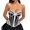 Black, variant on hoksml Women Black White Striped Strapless Corset Top Mesh Panel Fishbone Bustier Slimming Tube for Halloween Costume