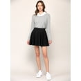 thumbnail image 3 of Made by Johnny Women's Casual Mini Flared Plain Pleated Skater Skirt with Shorts M BLACK, 3 of 6