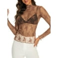 thumbnail image 5 of Liacowi See Through Long Sleeve Tops for Women Sheer Mesh Tops Floral Lace Loose T-Shirts Clubwear, 5 of 8